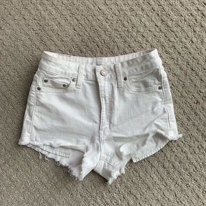 Aritzia high waisted white denim shorts